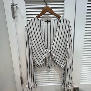 Striped Open Tie Crop Top